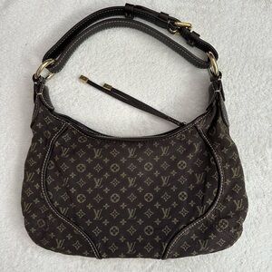 Louis Vuitton Dark Brown Monogram Canvas Shoulder Bag with Gold Hardware